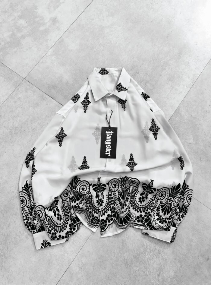 Allover Bandana Print Drop Shoulder Shirt - White - 1