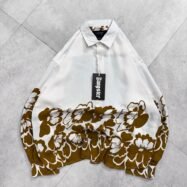 Bottom floral print drop shoulder shirt - Brown - 1