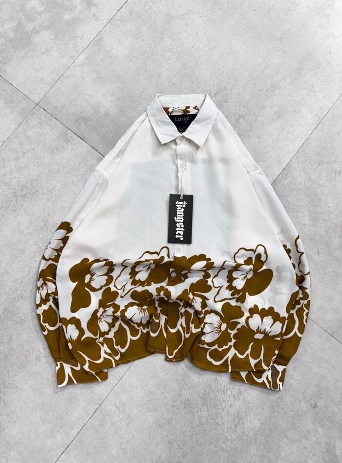 Bottom floral print drop shoulder shirt - Brown - 1 Bottom floral print drop shoulder shirt - Brown - 1