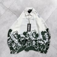 Bottom floral print drop shoulder shirt - Dark Green - 1