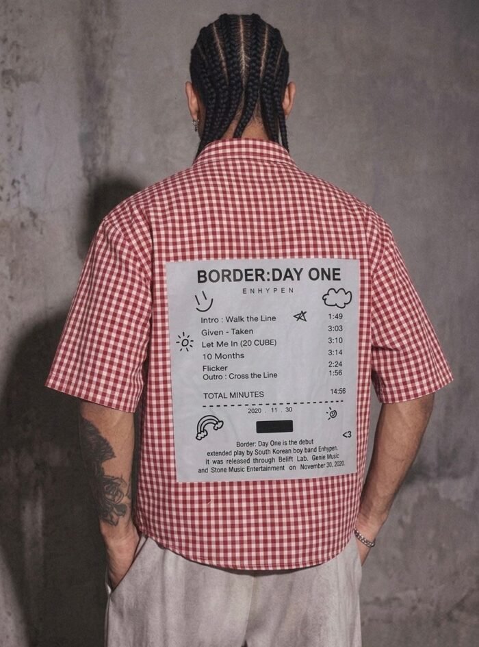 ENHYPEN Border Day One Track list Shirt-red (1) ENHYPEN Border Day One Track list Shirt-red (1)