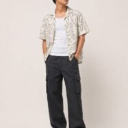 Earthwave Half Sleeve Print Cotton Shirt - Off White