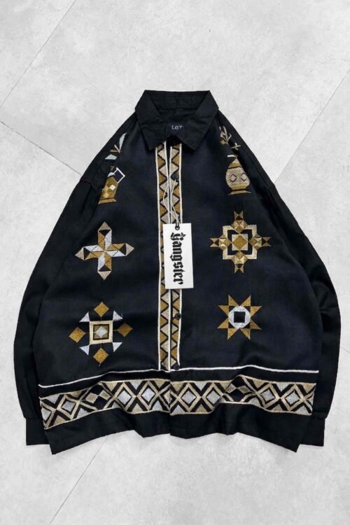 Ethnic Geometric Print Button-up Shirt