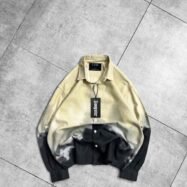 Gradient Fade Oversized Button-Up Shirt-yellow1