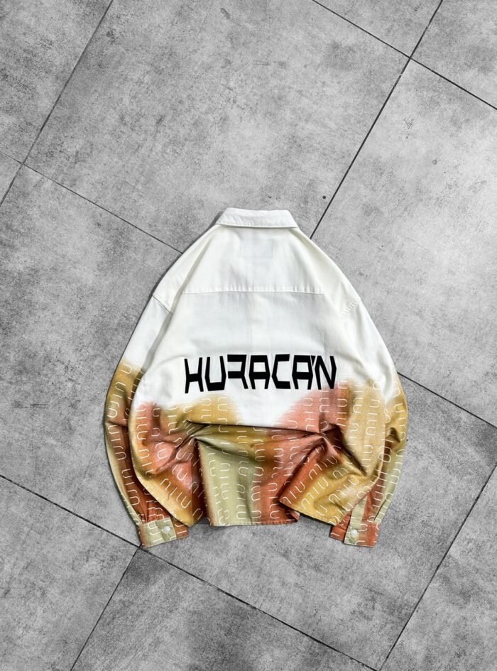 HURACAN Back Printed Oversized Button-Up Shirt-orange and yellow2