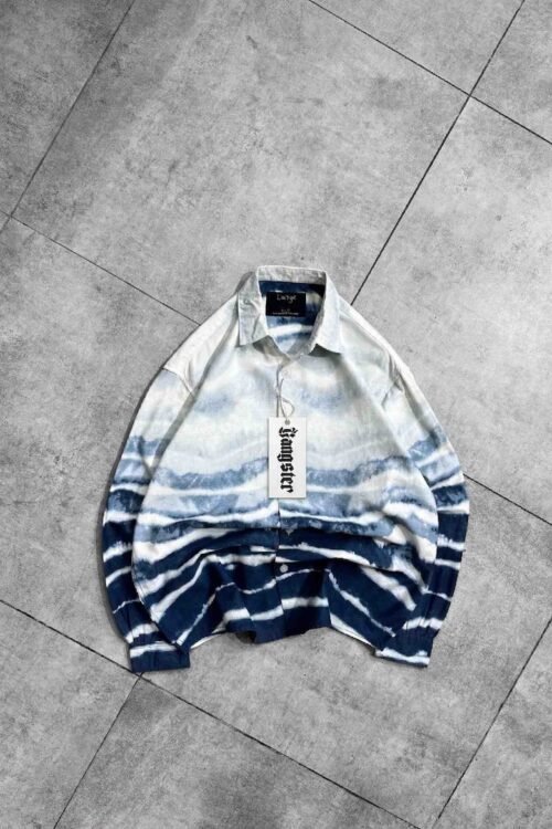 Horizontal Tie-Dye Print Button-up Shirt