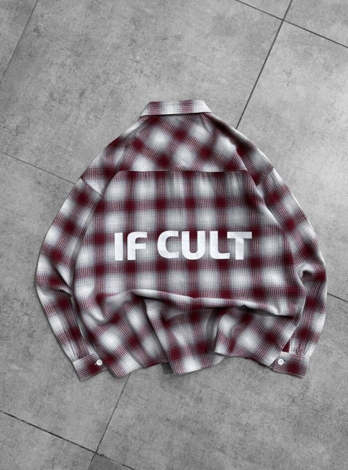 IF CULT Back Printed Relaxed Fit Shirt-Red2