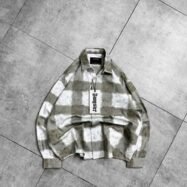 KITEIKU Back Printed Tie-dye Button-up Shirt-olive green1