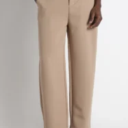 Korean Casual Trousers with Belt Detail Beige1