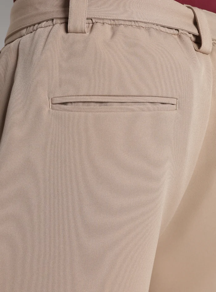 Korean Casual Trousers with Belt Detail Beige5