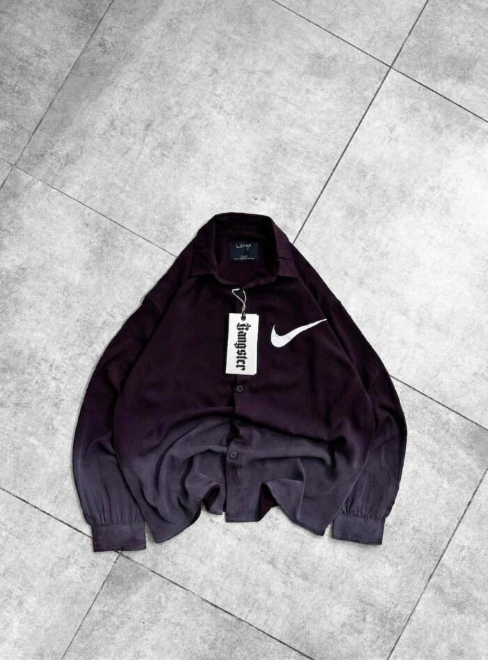 LOGO Back Printed Streetwear Button-up Shirt-purple1