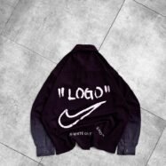 LOGO Back Printed Streetwear Button-up Shirt-purple2