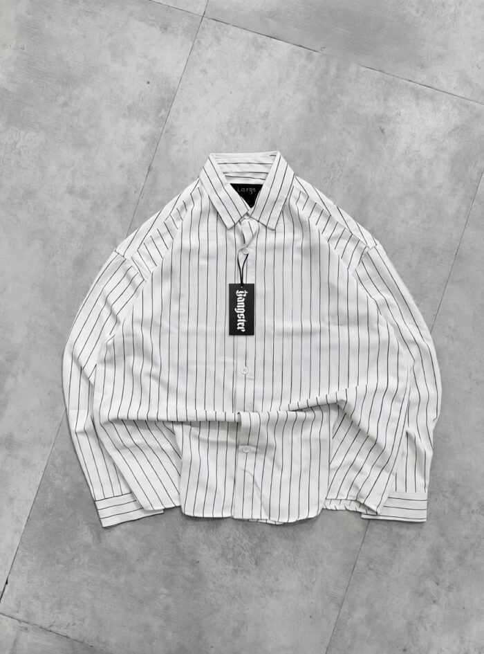 MIMIM Back Printed IMP Stripe Drop Shoulder Shirt- white - 1