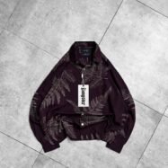 Men’s Relaxed-fit Leaf Print Button-up Shirt-purple1