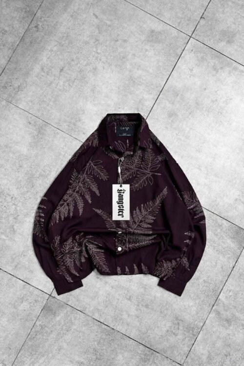 Men’s Relaxed-fit Leaf Print Button-up Shirt