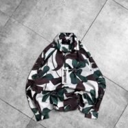 Oversized Big Floral Printed Button-up Shirt-green1