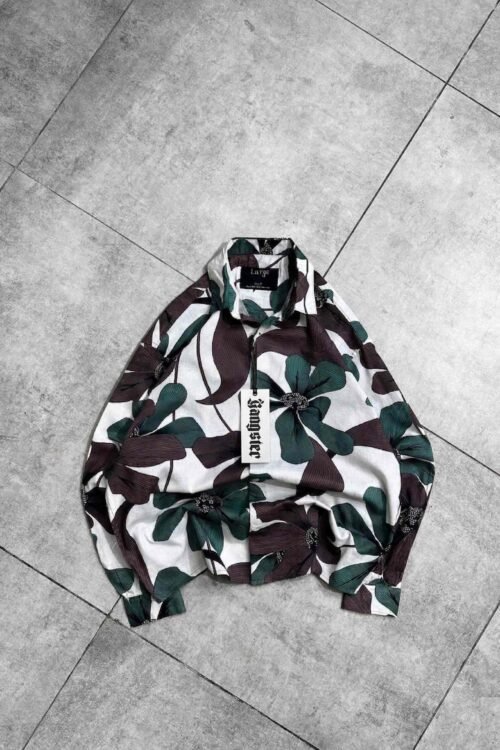 Oversized Big Floral Print Button-up Shirt