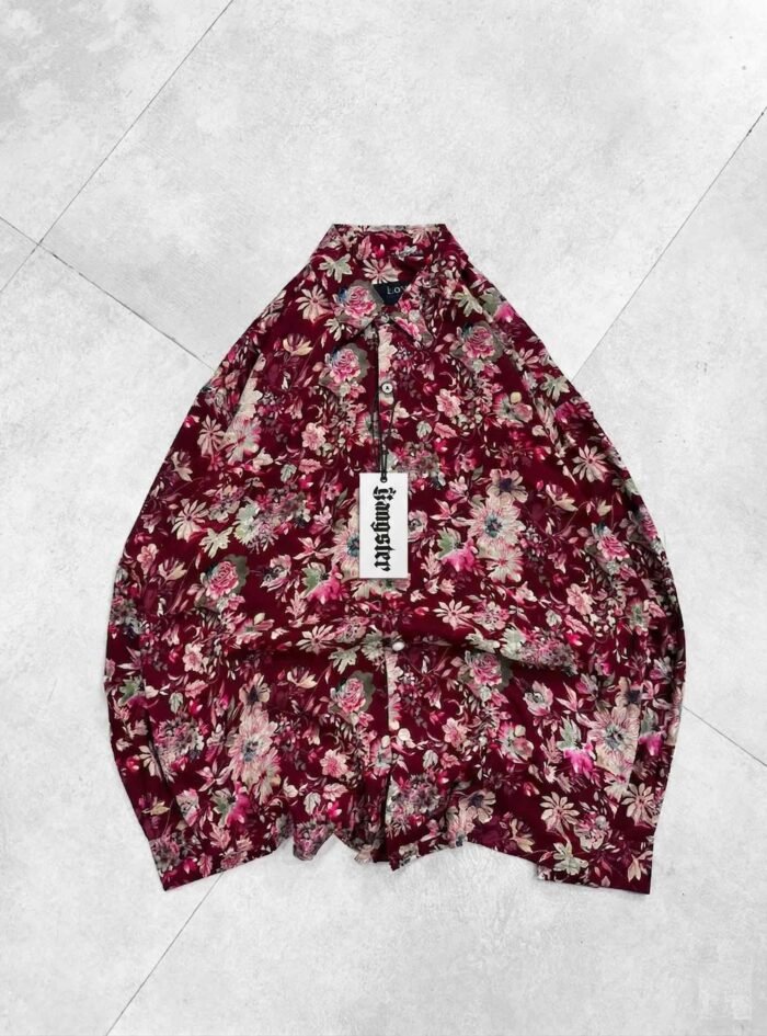 Relaxed-fit Floral Printed Shirt-Burgundy