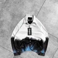 STURDY Back Printed Oversized Button-Up Shirt-blue1