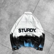 STURDY Back Printed Oversized Button-Up Shirt-blue2