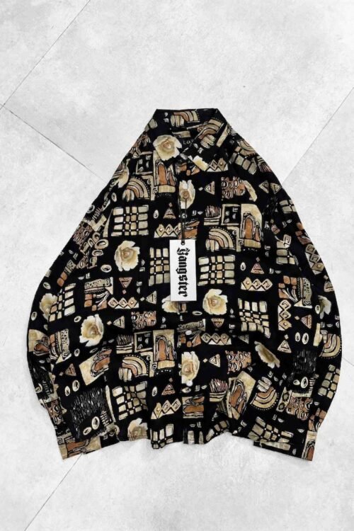 Vintage-Inspired Print Long Sleeve Shirt