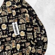 Vintage-Inspired Print Long Sleeve Shirt-black2