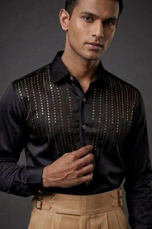 Cascade" — Gold Embellished Luxury Shirt