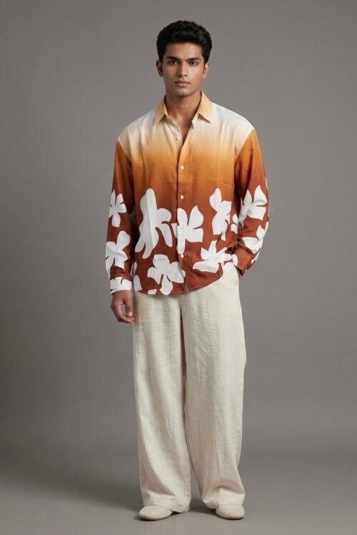 Sunset Bloom Ombre Oversized Shirt