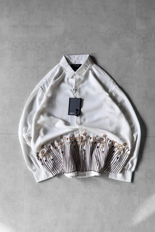 Dark Bloom Botanical Embroidered Oversized Shirt
