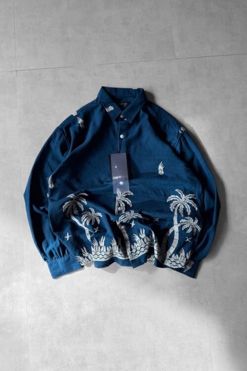 Tropical Island Embroidered Long Sleeve Shirt