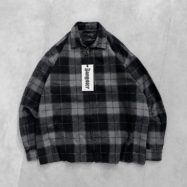 Plaid BOOM Drop Shoulder Zipper Shacket-1