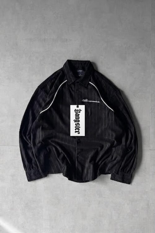 Oversized Piped Pinstripe Shirt