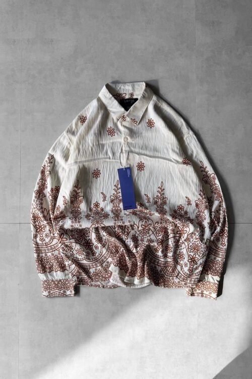 Cream Paisley Border-Print Long Sleeve Shirt