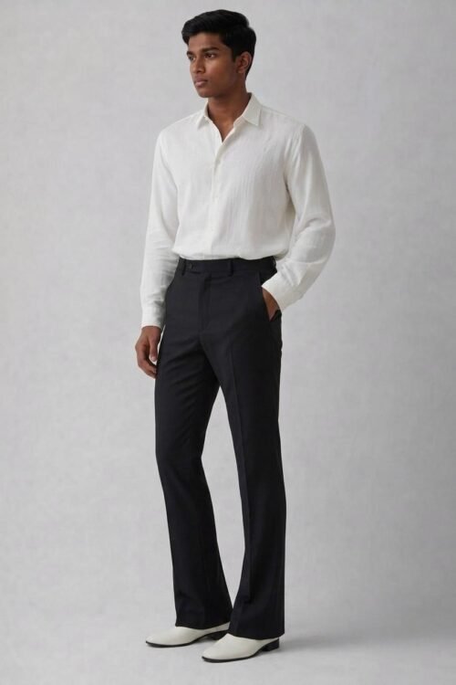 Formal Black Semi Bootcut Pant