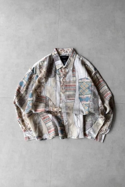 Vintage Retro Print Dropshoulder Shirt