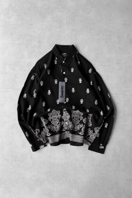 BOTTOM RETRO PRINT DROPSHOULDER SHIRT