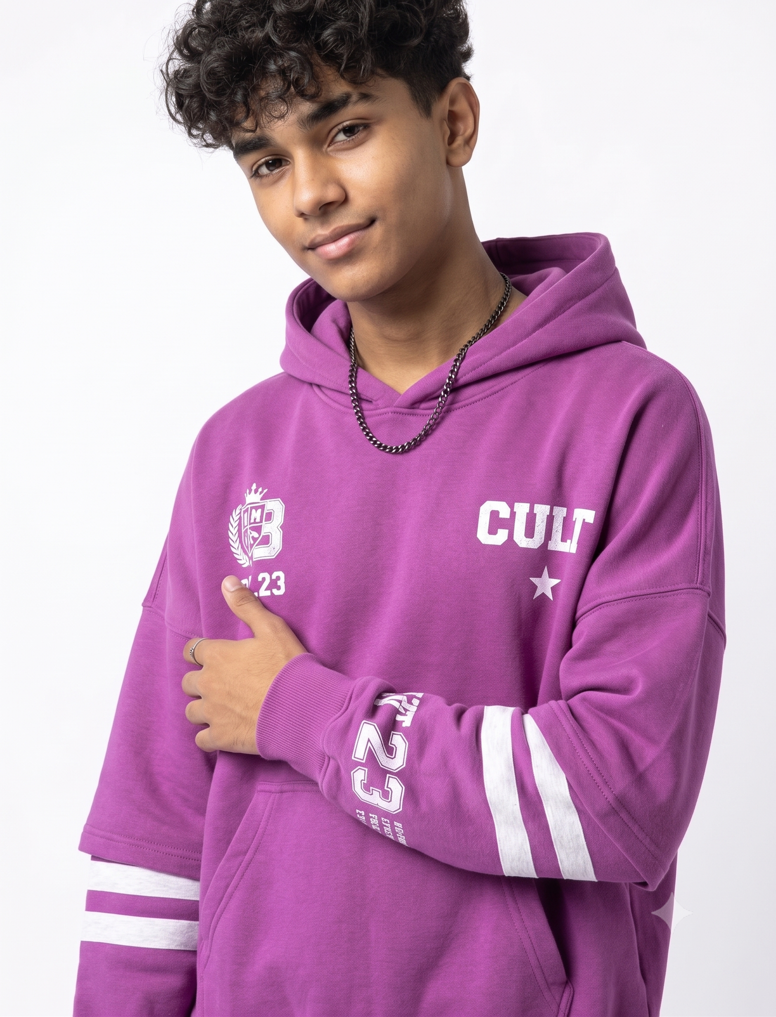 ALTER-63 Varsity Layered Drop-Shoulder Dr Sleeve Hoodie | Gangster